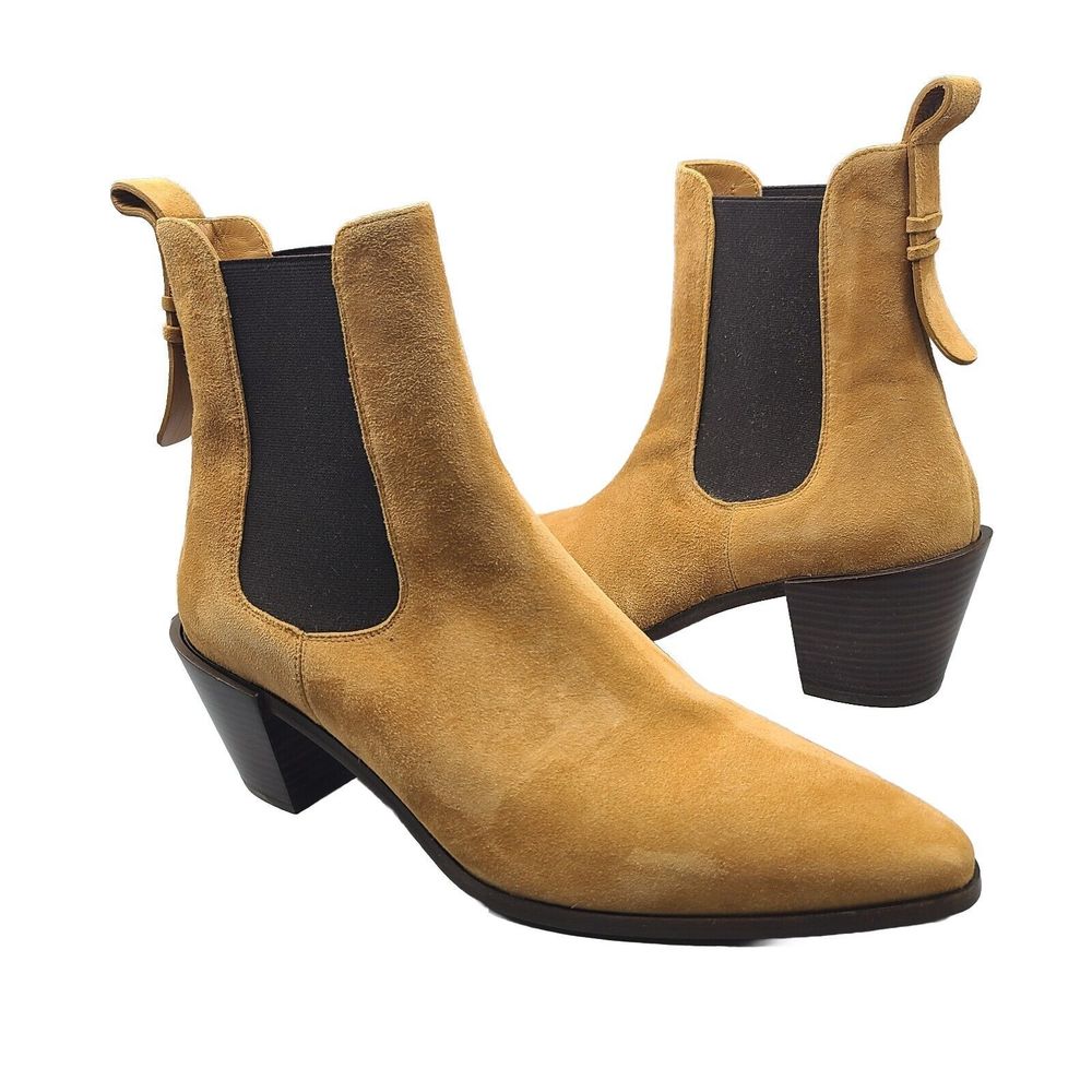 Frame Ankle Boots Le Lexington Bootie Whiskey Suede Chelsea Heel Gore 41 10 New